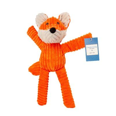 American Pet Supplies Country Living Victor The Fox Corduroy Squeaker Plush Dog Chew Toy - Orange