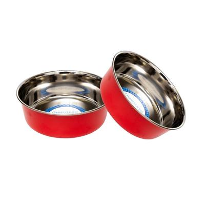 American Pet Supplies Country Living Set of 2 Heavy Gauge Non Skid Stainless Steel Dog Bowls - Red