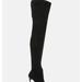 London Rag Atelier Stretch Faux Suede Stiletto Long Boots - Black - US-6 / UK-4 / EU-37