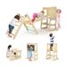 Costway 7-in-1 Toddler Climbing Toy Connected Table and Chair Set for Boys and Girls Aged 3-14 Years Old-Natural