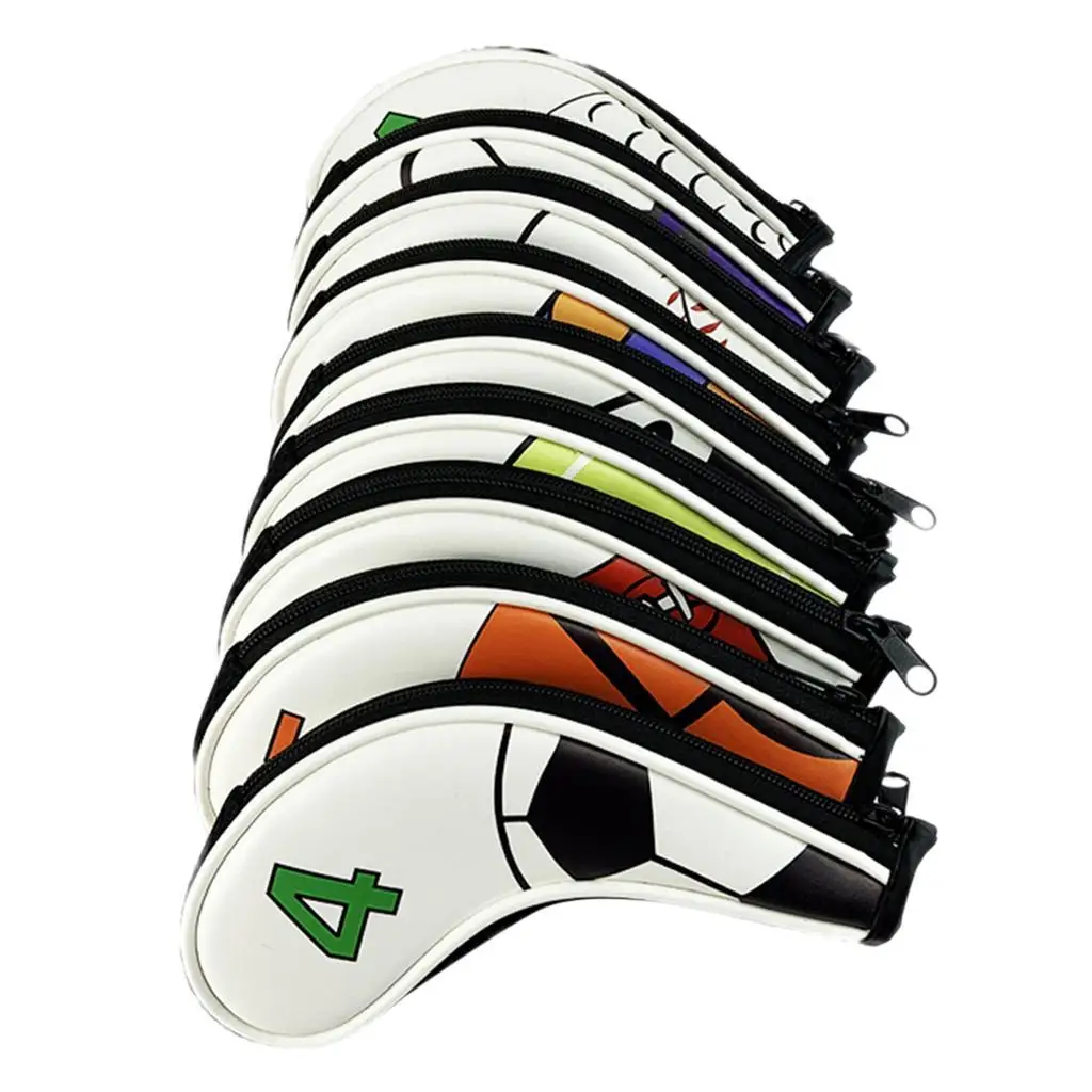 9Pcs/Pack Zipper Golf Iron Covers Set Waterproof Golf Club Irons Head Cover Golf Putter Protect Sleeve Glove Boots