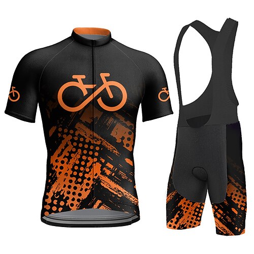 21Grams Herren Radtrikot mit Radhose kurz Trägern fahrradbekleidung set Kurzarm MTB Mountain Rennrad Hellgelb Gelb Wein Graphic Fahhrad Feuchtigkeitsabsorbierend Rasche Trocknung Elasthan Sport Image