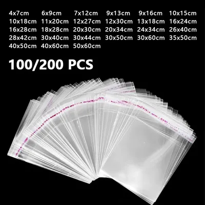 Cellophane Self-adhesive Bag Plastic Opp Transparent Sealed Jewelry Gift Food Candy Chothes Cake