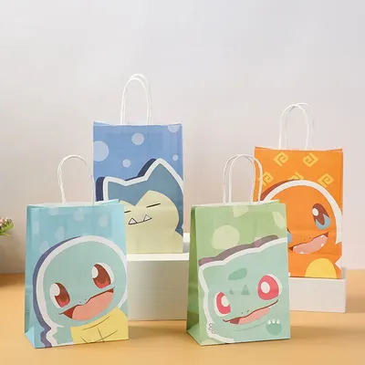 12Pcs/Set New Pokemon Pikachu Party Supplies Gift Bag flat pocket Children Cartoon Theme Happy