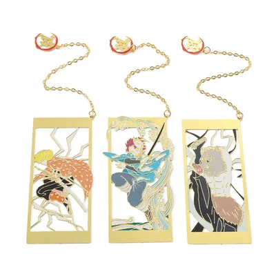 Anime Demon Bookmark Slayer Exquisite Figure Tanjirou Inosuke Zenitsu Readings Bookmark for Fans Study Stationery Christams Gift