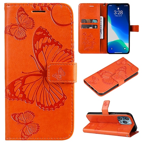Handy Hülle Handyhüllen Für iPhone 17 Pro Max 17 Air 16 15 14 Pro Max Plus 16e 13 12 11 Pro Max Mini Brieftaschenhülle Magnetisch Vollschutz Mit Handgelenkschlaufe Schmetterling TPU PU-Leder Image