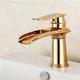 Bathroom Sink Faucet,Brass Waterfall Single Handle Two Holes Bath Taps(Tall or Short Body)