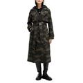 Mixie Tie Waist Double Breasted Camo Trench Coat