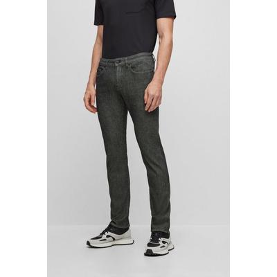 Slim-fit Jeans In Black Performance-stretch Knitted Denim