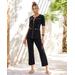 Boston Proper - Jet Black - Beyond Travel Cropped Chic Coordinates - XXS