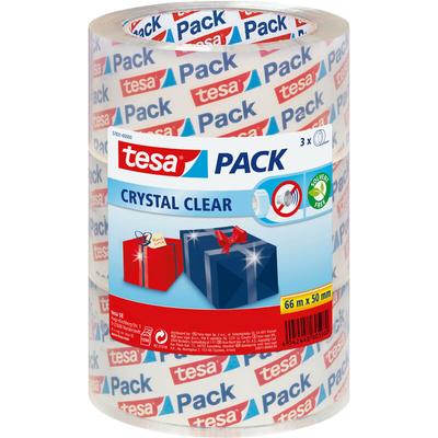 Tesa - Packband Crystal Clear, kristall-klar, 3 Rollen, 66m x 50mm - transparent