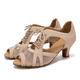 Femme Chaussures Latines Chaussures de Salsa Chaussures de danse Soirée Entraînement Danse de Salon Botillons Maille Bottines Maille Lacet Tulle Talon Bas Bout ouvert Lacet Adulte Chair Noir Dorée