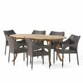 Christopher Knight Home Silas Outdoor 7 Piece Acacia Wood and Wicker Dining Set by