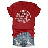 Women s Round Neck Blouse Dressy Casual Tops Basic Tees for Sports Fashion 2024 Vintage Baseball Graphic Tops Short Sleeve Loose Fit Flowy Tunic Tops Summer Clothes for Teen Girls Red T Shirts XL