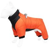 CUSSE Dog Hardshell Jacket Autumn and Winter Warm Belly Pet Quilts Reflective Thick Dog Quilts Outdoor Waterproof Clothing Orange M