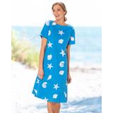 Appleseeds Women's Boardwalk Knit Seashell A-Line Dress - Blue - M - Misses