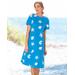 Appleseeds Women's Boardwalk Knit Seashell A-Line Dress - Blue - PS - Petite