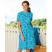 Appleseeds Women's Boardwalk Knit Print Drawstring-Waist Dress - Blue - 3X - Womens