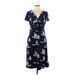 G.H. Bass & Co. Casual Dress - Wrap: Blue Dresses - Women's Size 10