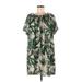 H&M Casual Dress - Shift Cold Shoulder Short sleeves: Green Dresses - Women's Size Large