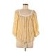 Lucky Brand 3/4 Sleeve Blouse: Yellow Tops - Women's Size Medium