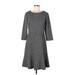 Ann Taylor Casual Dress - Sweater Dress: Gray Tweed Dresses - Women's Size 10