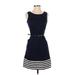 Tommy Hilfiger Casual Dress - Fit & Flare: Blue Stripes Dresses - Women's Size 0