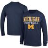 Men's Champion Navy Michigan Wolverines Football Stack Long Sleeve T-Shirt