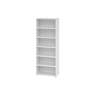 bümö Regal weiß, Standregal aus Holz für 6 Ordnerhöhen - Bücherregal 80 cm breit, Aktenregal für Ordner & Bücher, Büroregal, Holzregal, Ordnerregal, Image