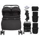 Graco Opia™ Twin Pushchair with Double Apron, Raincover, 2 Footmuffs & Changing Bag - Night Sky