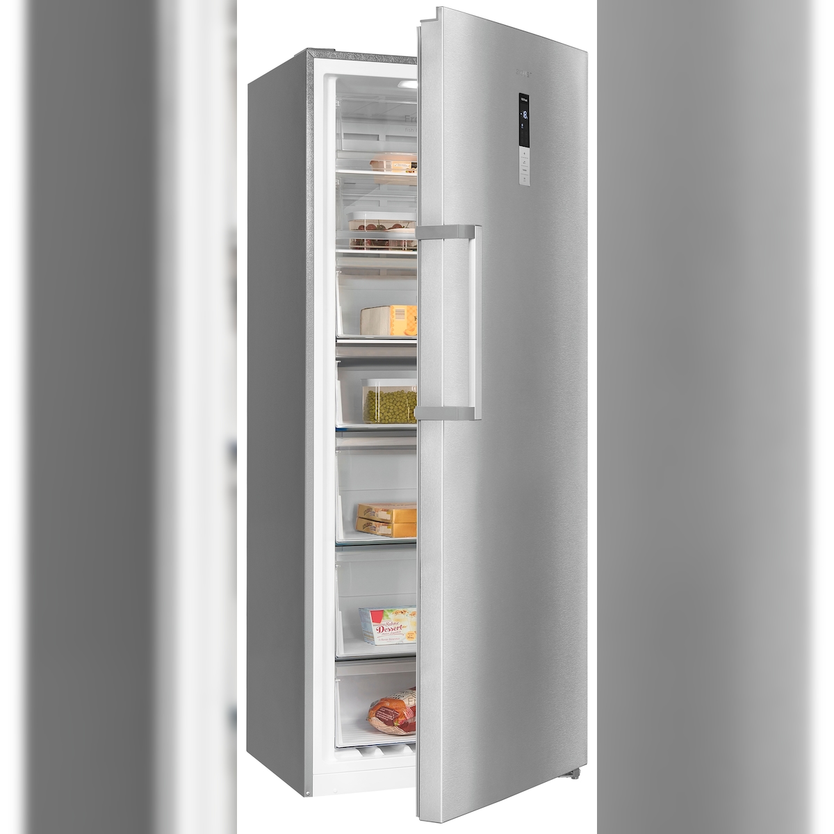 Exquisit Gefrierschrank GS380-NF-H-050D inoxlook | No Frost | Nutzinhalt: 380 L | Temperaturregelung | Alarm Image