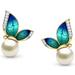 Anthropologie Jewelry | Anthropologie Butterfly Stud Earrings | Color: Blue/Green | Size: Os