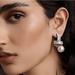 Anthropologie Jewelry | Anthropologie New Pearl And Rhinestone Twist Earrings | Color: Silver | Size: Os
