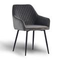 (1PCS, Grey) 1/2X Dining Chairs Velvet Metal Leg Kitchen Chairs