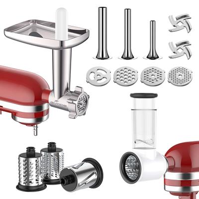Meat Grinder&Slicer Shredder Attachment for Stand Mixer, For Mixer Accessories Includes Metal Meat Grinder