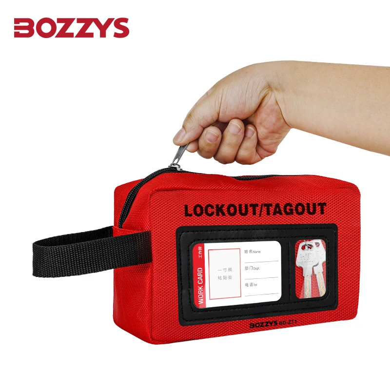 BOZZYS – sac à outils industriel rouge Portable, pochette de ceinture à outils, sac à outils de travail Durable pour verrouillage, kit d'étiquetage, pochette de rangement
