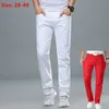 Weiße Jeans Männer Plus Größe 36 38 40 Lose Übergroßen Roten Hosen Gestreckt Denim Herren Casual