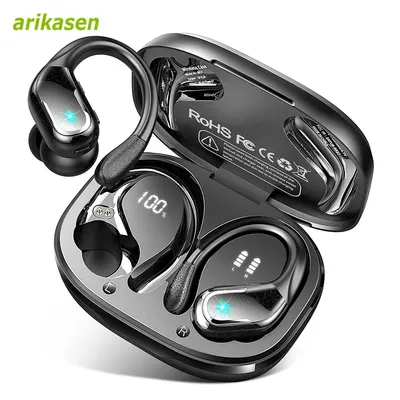 75 Stunden Bluetooth 5.3-Kopfhörer, IP7 wasserdicht, kabellose Kopfhörer mit ENC-Geräuschunterdrückung, tiefer Bass, für Sport, Workout, Fitnessstudio Image