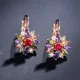 Bunte Lotusblume Tropfen ohrringe für Frauen 18 Karat vergoldeter Kristall Zirkonia Blumen ohrringe
