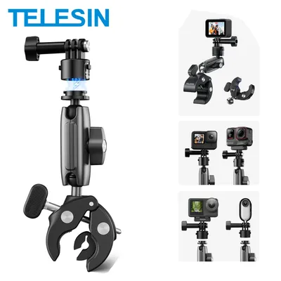 TELESIN Radfahren Motorrad Clip Quick Release Magic Arm 360° ° Superklemme aus Aluminiumlegierung für Kamera GoPro Action Kamera