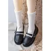 BJD/SD Puppenschuhe Mädchen Elegant 1/4 1/3 ID75 Runde Zehen Schwarz Weiß Einzelne Schnalle Weiche
