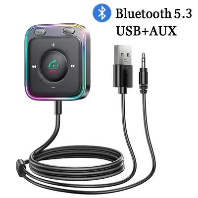 Bluetooth 5,3 Auto empfänger Adapter mit Mikrofonen und Geräusch unterdrückung, USB Aux Bluetooth Empfänger Auto Kit Stereo Audio Image