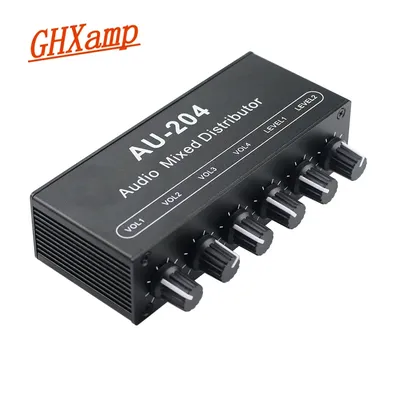 Stereo Mixer audio (2 eingang 4 ausgang) Push vier kopfhörer oder externe power verstärker Volumen Image