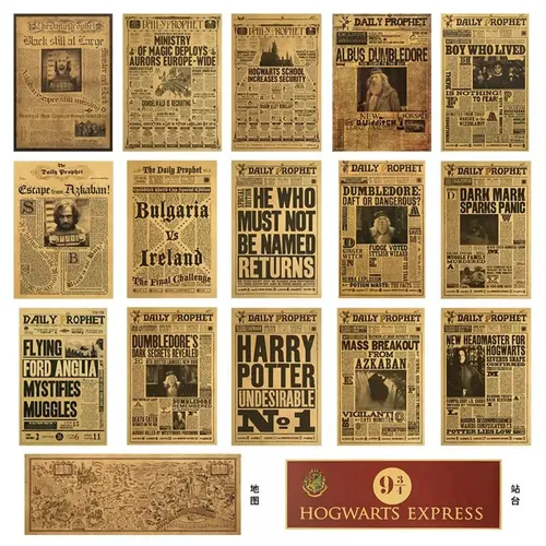 Harries Potter Retro Poster Wand dekoration Aufkleber Hogwarts Karte Schatzkarte Home Party