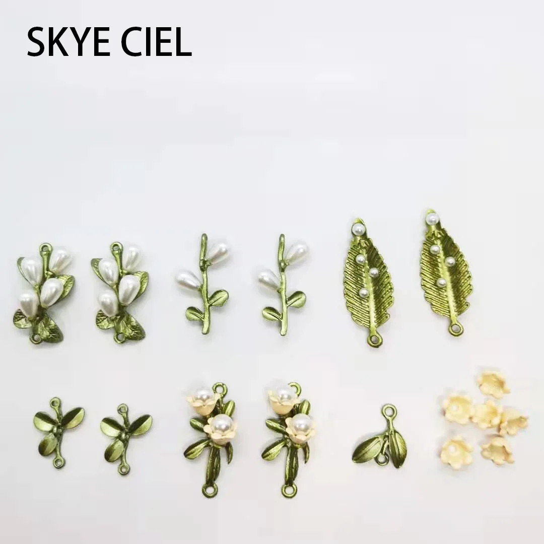 Commercio all'ingrosso 10 pz verde cotto smalto foglie fiore ciondolo Charms lega di metallo connettore accessori gioielli fai da te che fanno componente