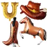 Palloncini per feste a tema occidentale Cowgirl Boot Cowgirl Hat Horse Foil Ballons Wild Western