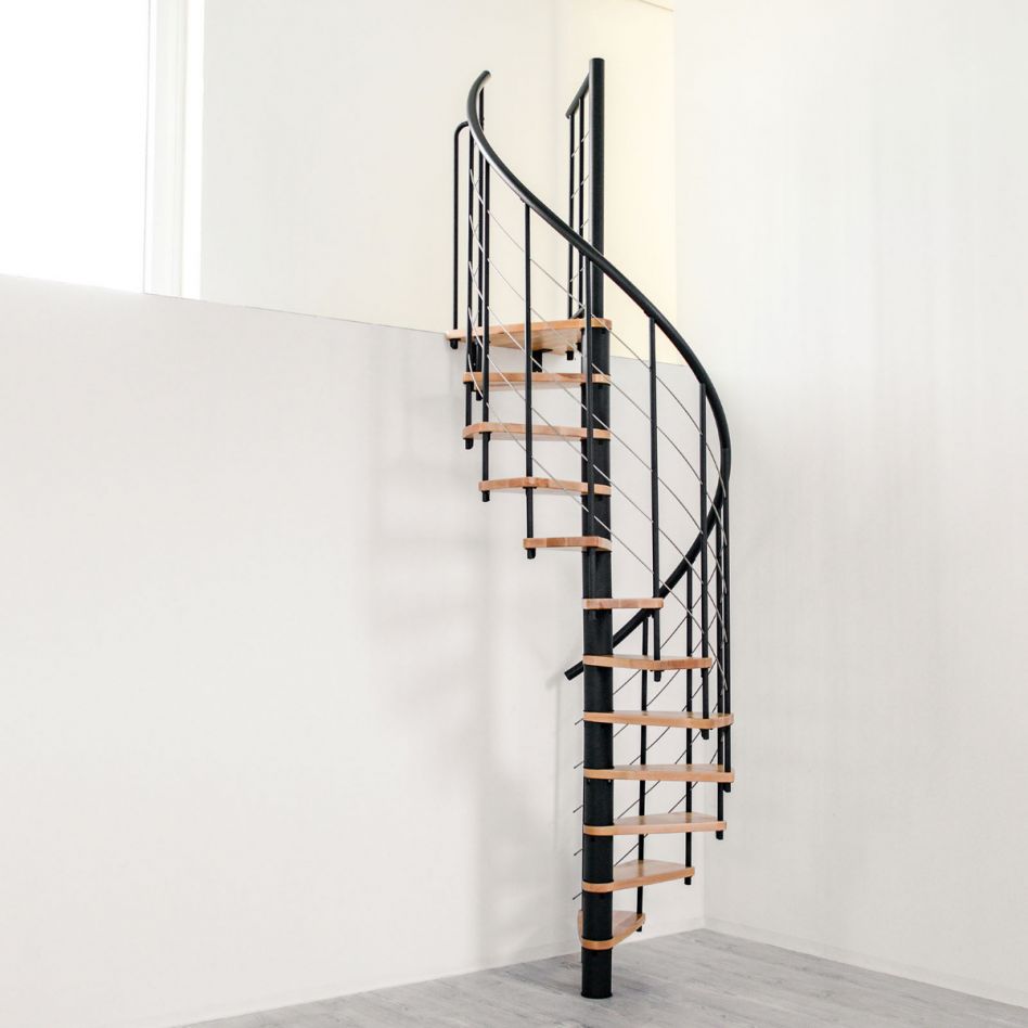 Minka Spindeltreppe Venezia Smart schwarz Wendeltreppe, 140 cm, Eiche Image