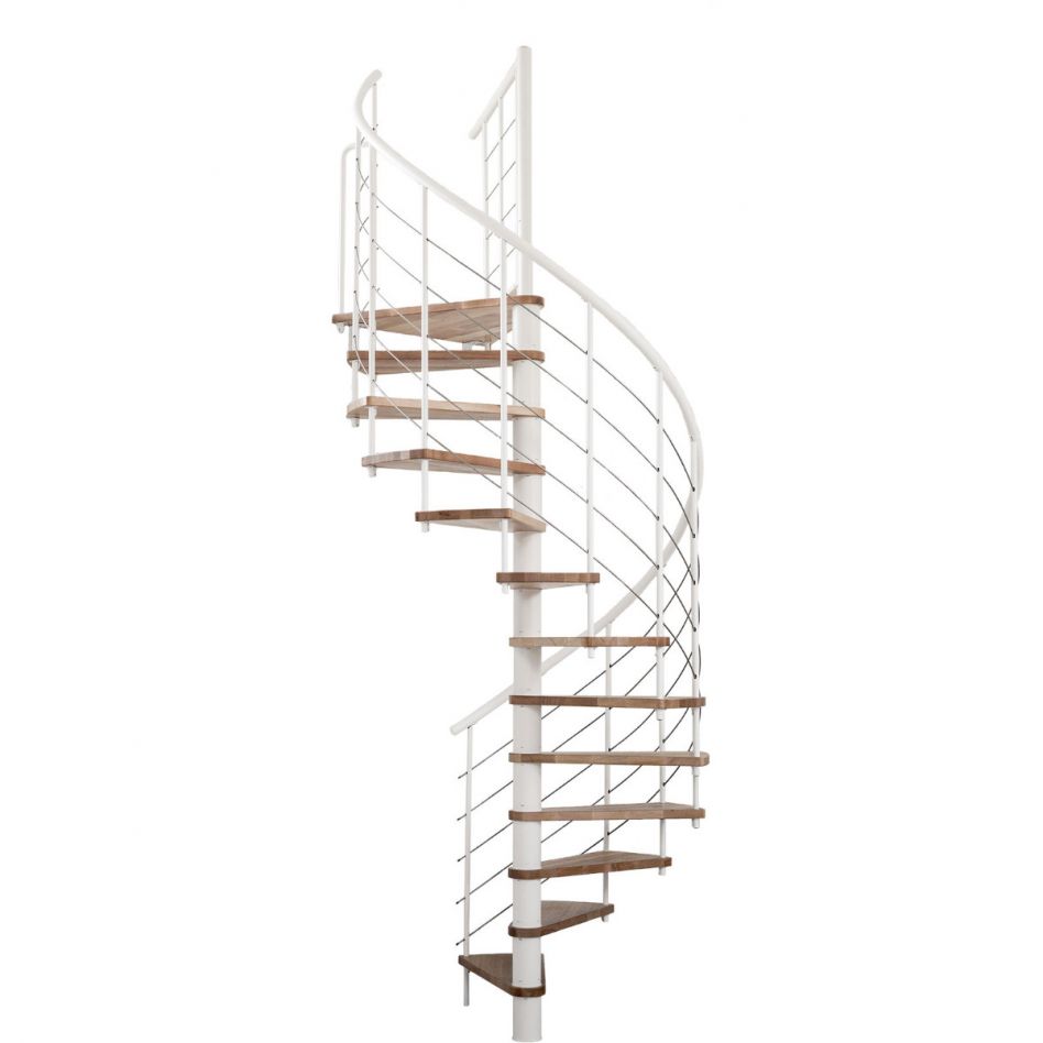 Minka Spindeltreppe Venezia Smart weiß Wendeltreppe, 140 cm, Walnuss Image
