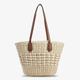 Women's Tote Beach Bag Straw Bag Straw Outdoor Holiday Beach Zipper Large Capacity Solid Color off white khaki