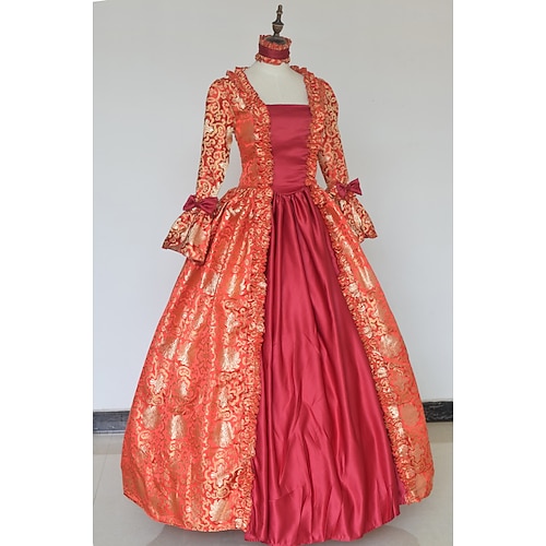 Vintage Barock Punk Gothic Maxi Kleid Normal Ein Hauch Aschenputtel Prinzessin Quadrathals Kostüm königlich Halloween Karneval Maskerade Leistung Party Halloween Erwachsene Ganzjahres Image